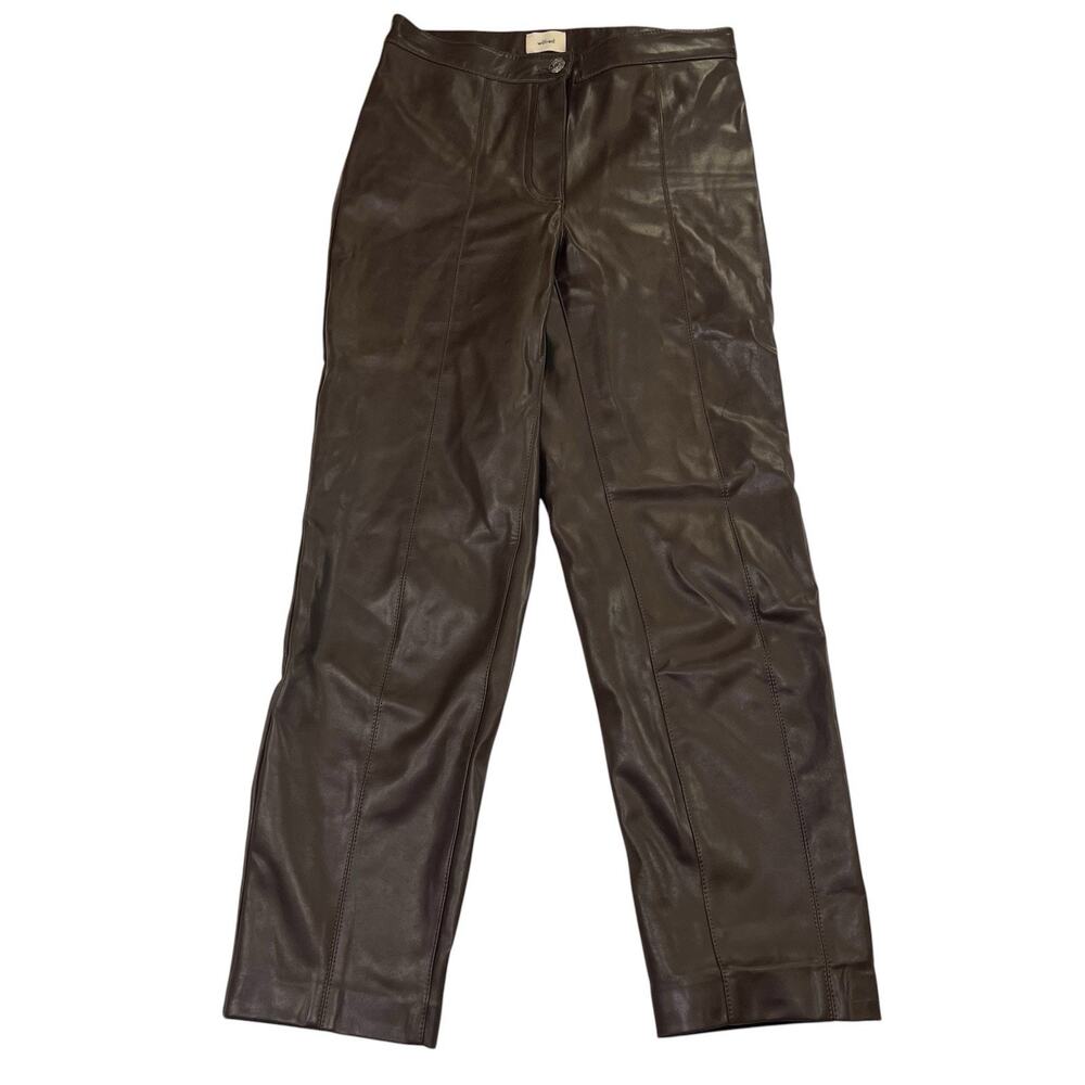 Wilfred Pants Women Size 2 Chocolate Brown Faux Vegan Leather Minimalist Capsule